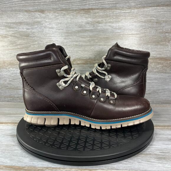 Cole Haan Men's Zerogrand Dark Brown Leather Waterproof Hiking Boots Size 7 - Picture 9 of 11